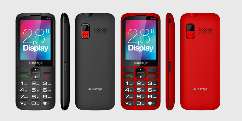 Tlačítkový mobilní telefon Aligator A930 GPS Senior Black