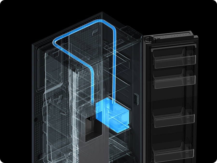 Americká chladnička Samsung RS70F65KEFEO zásobník na vodu