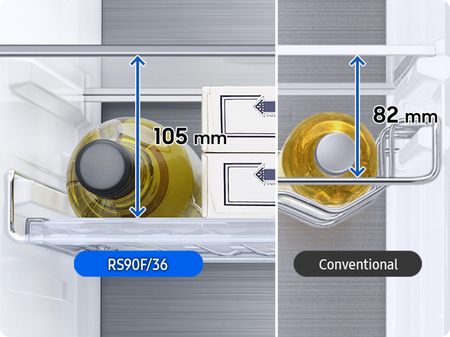 Americká chladnička Samsung RS80F64KEFEO široká police na láhve