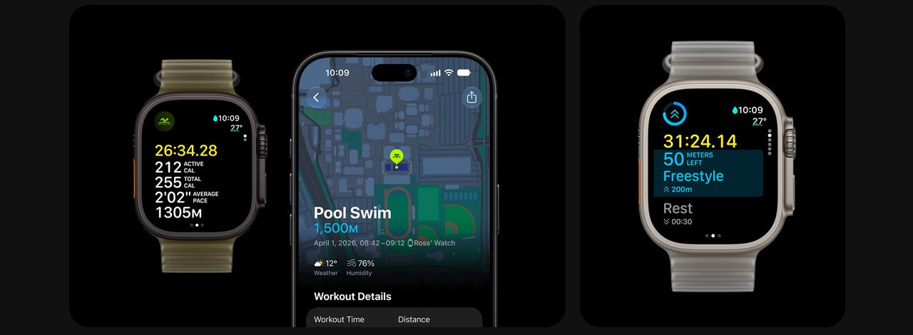 Chytré hodinky Apple Watch Ultra 4 , sportovní metriky