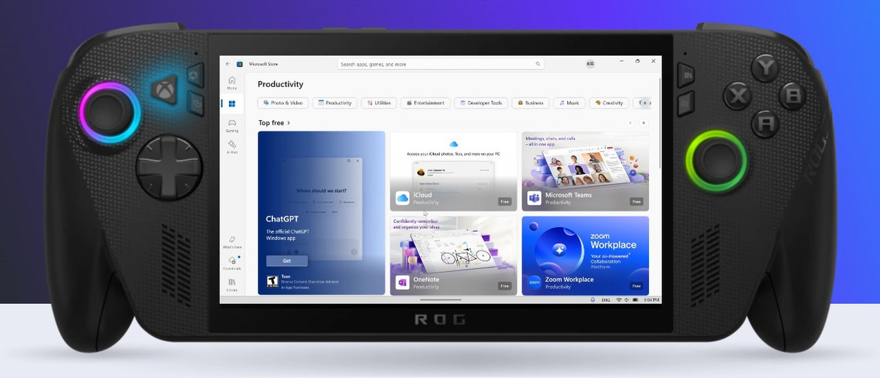 Herní handheld PC Asus ROG Xbox Ally X (2025) RC73XA, konektivita
