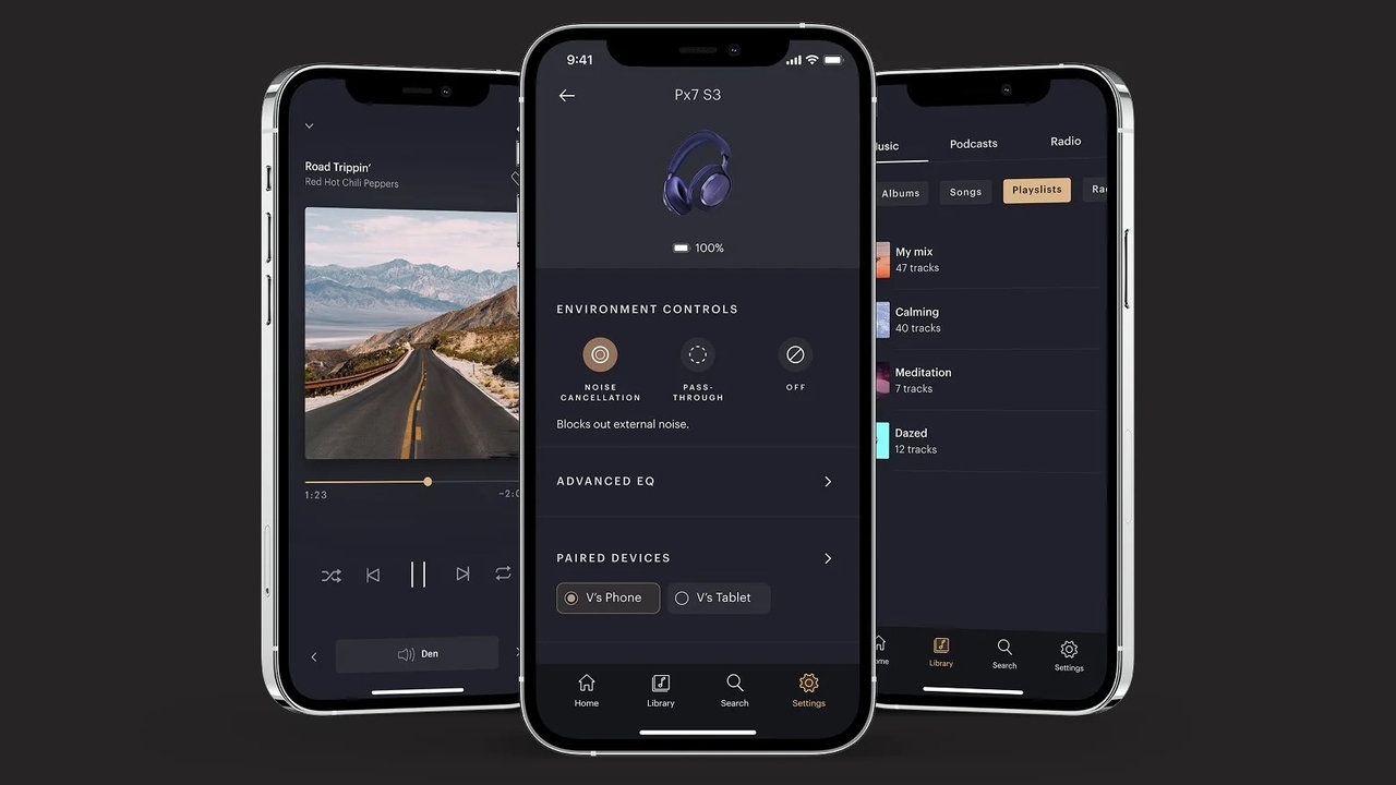 Bezdrátová sluchátka Bowers & Wilkins Px7 S3 aplikace