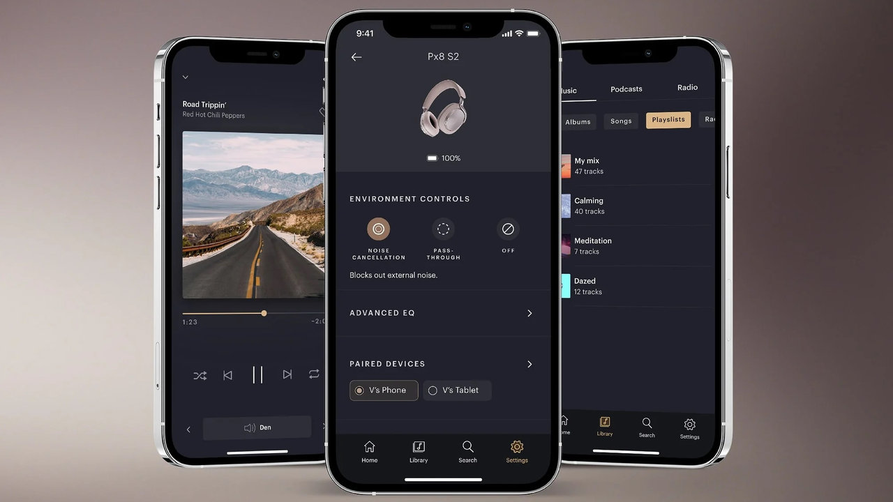 Bezdrátová sluchátka Bowers & Wilkins Px8 S2 aplikace
