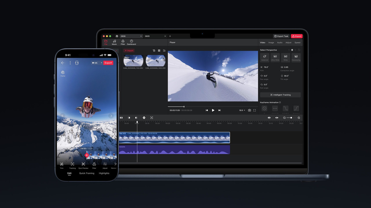 360° akční kamera DJI Osmo 360, Standard Combo aplikace DJI