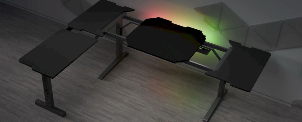 Herní stůl Genesis HOLM MODULAR 160 ROHOVÝ, RGB