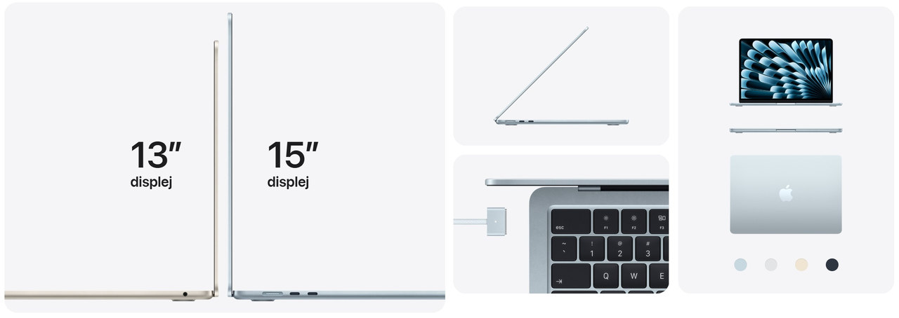 MacBook Air s čipy M5 (2026), úhlopříčky