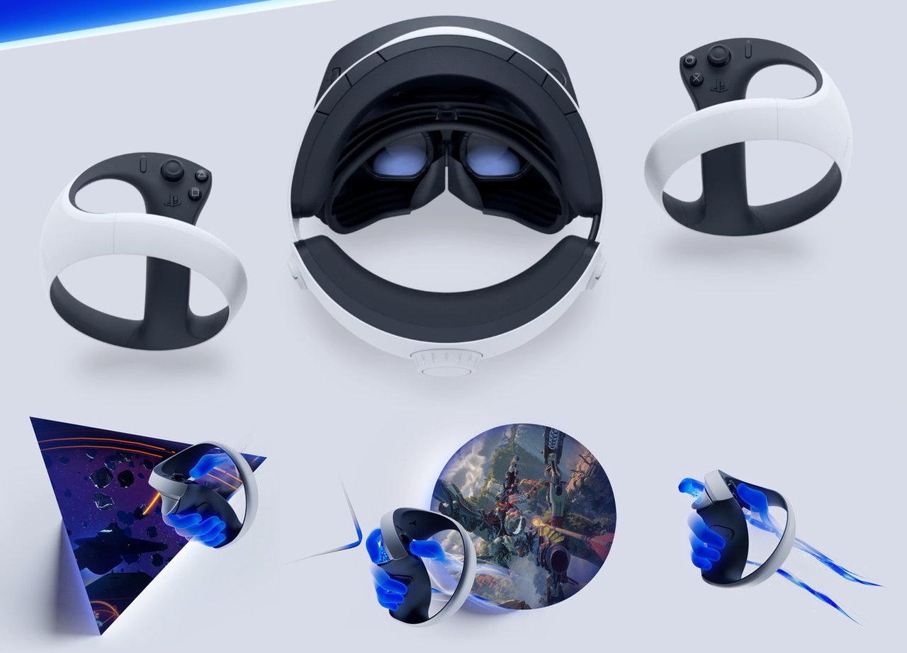 Brýle na virtuální realitu PlayStation 5 VR2, headset a ovladače