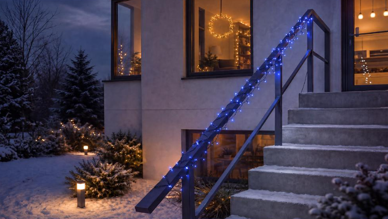 Retlux světelný řetěz 150 LED 15+5 m modrý