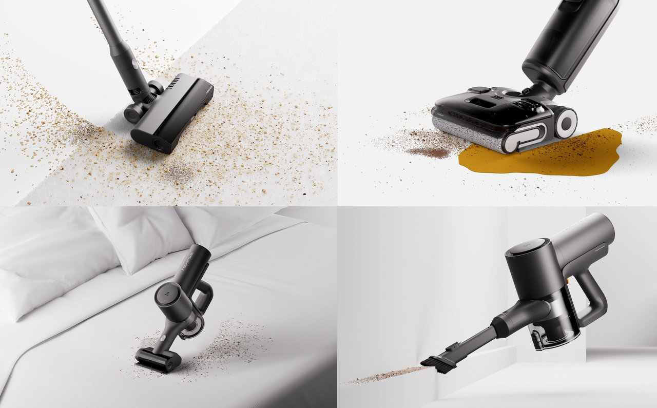 Set vysavače na mokré i suché vysávání a tyčového vysavače Roborock F25 ACE Combo