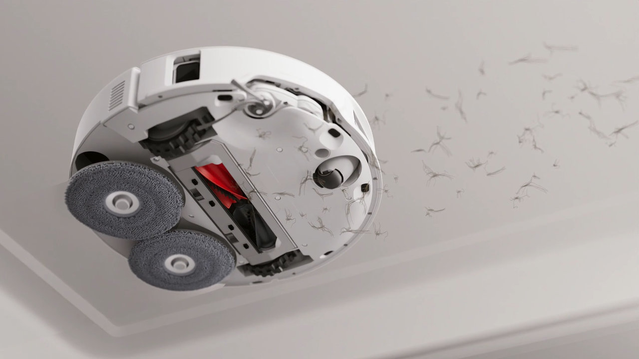 Robotický vysavač s multifunkční stanicí Roborock Qrevo Curv 2 Pro, systém proti zamotávání vlasů