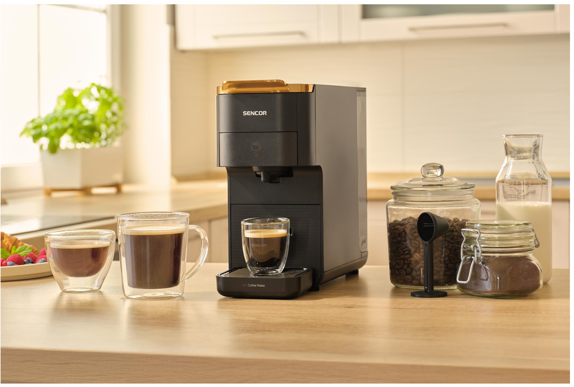 SENCOR SCC 1000BK multikapslový kávovar 3v1, tlak 20 bar