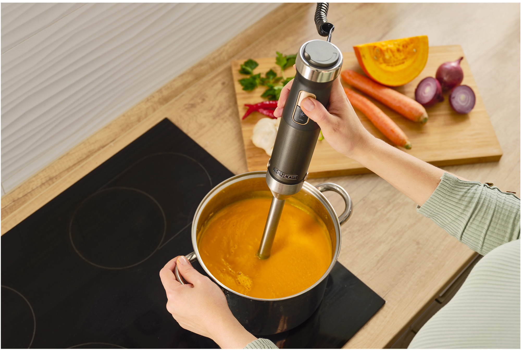 SENCOR SHB 6552BK tyčový mixér, sedm nástavců