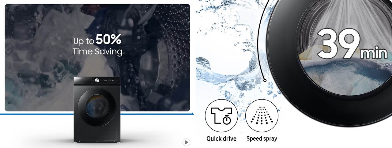 Chytrá parní pračka Samsung BESPOKE AI WW11DB8B95GBU4, černá