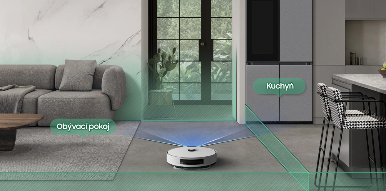 Robotický vysavač Samsung Bespoke Jet Bot Combo AI+ pokročilá navigace