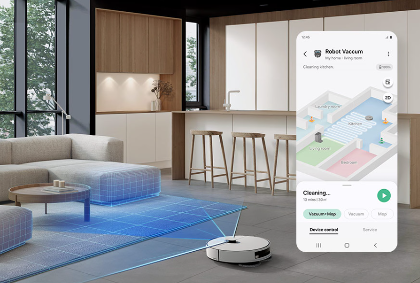 Robotický vysavač Samsung Bespoke Jet Bot Combo+ chytré ovládání