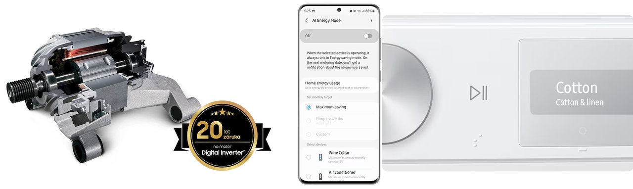 Chytrá parní pračka Samsung WW11DG6B25LEU4 úsporné praní