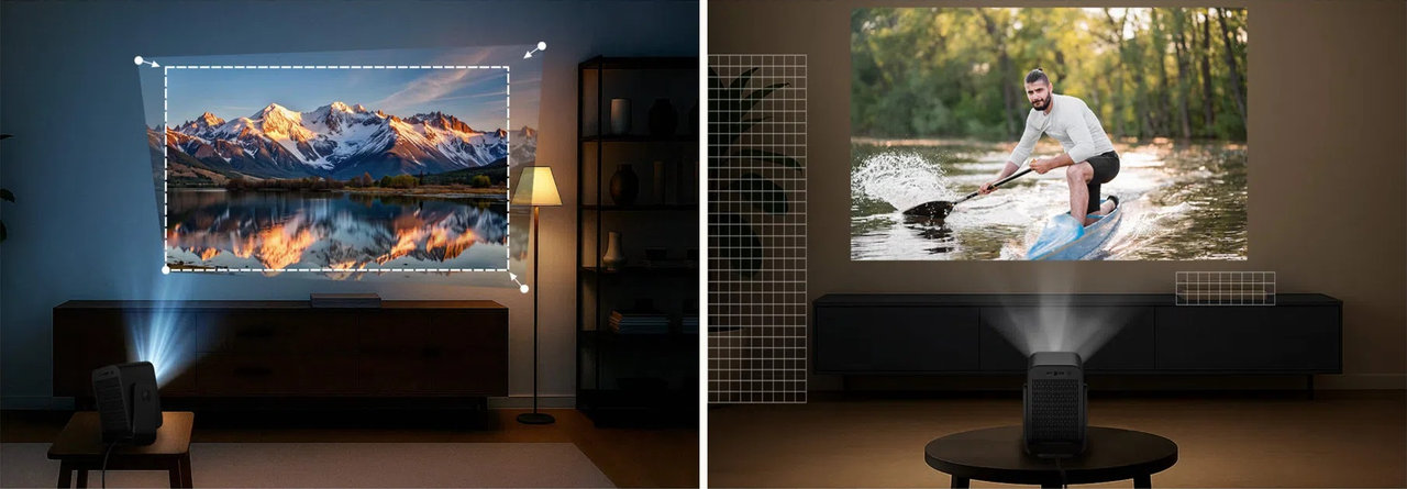 Chytrý projektor TCL C1, automatická korekce obrazu